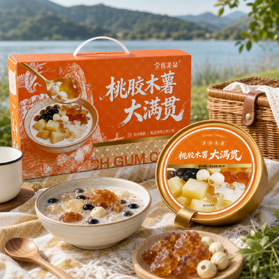 Buon prezzo Goma da pesca tapioca Big Bowl Dessert Con basso contenuto di zucchero Collagene naturale Snack sano istantaneo in linea